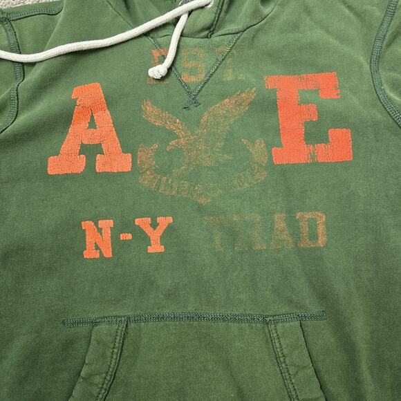 American Eagle Men’s XS Green Hoodie Vintage Fit Pullover Sweatshirt - Picture 8 of 11